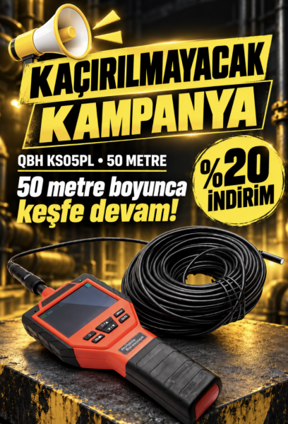 QBH Ks05pl90-50m | 50m Yılan Tipi Boroskop Endoskop – 3.5'' Lcd, 8.5mm Kamera, 60° Görüş Açısı